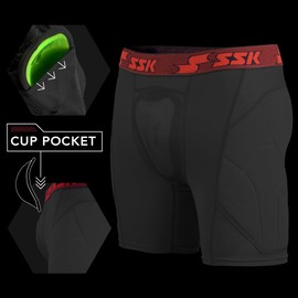 SSK Showcase Collection Padded Adult Baseball Sliding Shorts - Men's Padded Sliders - 3 Colors (Black, X-Large)