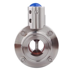 DERNORD Sanitary Butterfly Valve with Pull Handle Stainless Steel 304 Tri Clamp Clover (1.25 Inch)