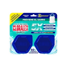 Cloralex Pastillas de baño p/tanque Fresc. Azul 2pz 80Gr