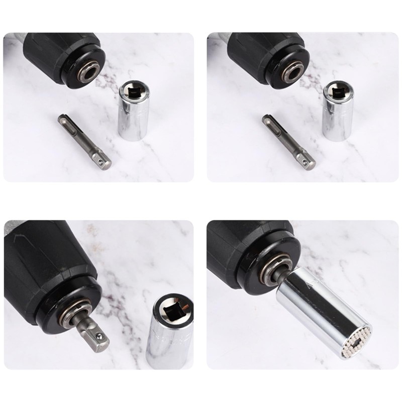 4Pcs SDS Plus Socket Adapter Set, 1/4" Hex Socket Adaptor