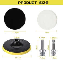 Car Polishing Hood, 180 mm Wool Polishing Attachment Cordless Screwdriver Angle Grinder, Polishing Pad with 6 Angle Handle, Round Adapter, Velcro Closure, Easy Interchangeable, for M14 Drill, for Car
