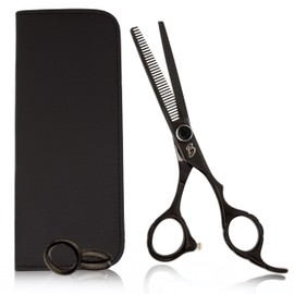 Bucchelli Thinning Shears For Hair Cutting 35 Tooth 6 inches | Black Titanium Coating Hair Thinning Scissors Japanese Stainless Steel (Black Right Thinner 6 Inch)