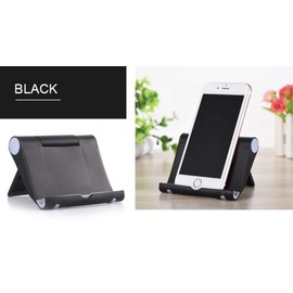 Pokanic Cell Phone Multi-Angle Stand Holder Mount Cradle Organizer Charger Station Tablet Desktop Bed Office School Kitchen Travel Foldable Portable Adjustable Universal Smartphones (Black)