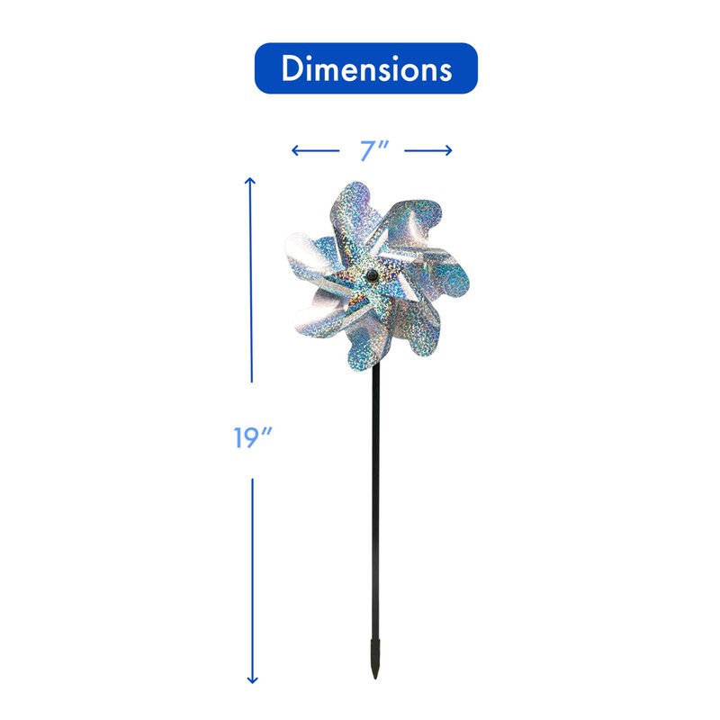 8-Pack Bird Deterrents for Outside - Reflective Pin Wheels for
