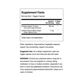 Swanson Turmeric and Black Pepper Vegetable Capsules, 600 mg, 60 Count