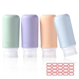 Diboniur 4 Pack Travel Bottles for Toiletries with Labels, 98ml