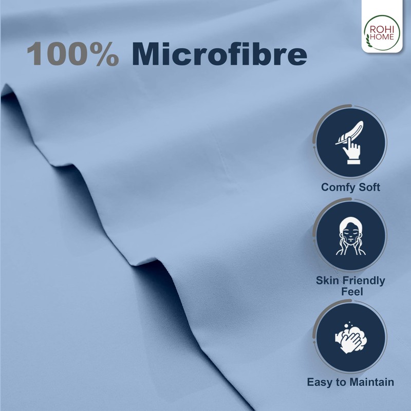 Rohi Microfibre Single Flat Sheet Sky Blue – Comfy Soft