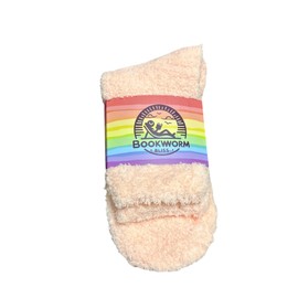 BOOKWORM BLISS Fuzzy Socks (US, Numeric, 5, 9, Peach Color)