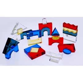 TickiT Color Crystal Block Set - Set of 25 - Light, Shape and Color Exploration - Visual and Sensory Play - Use on a Light Box or Panel