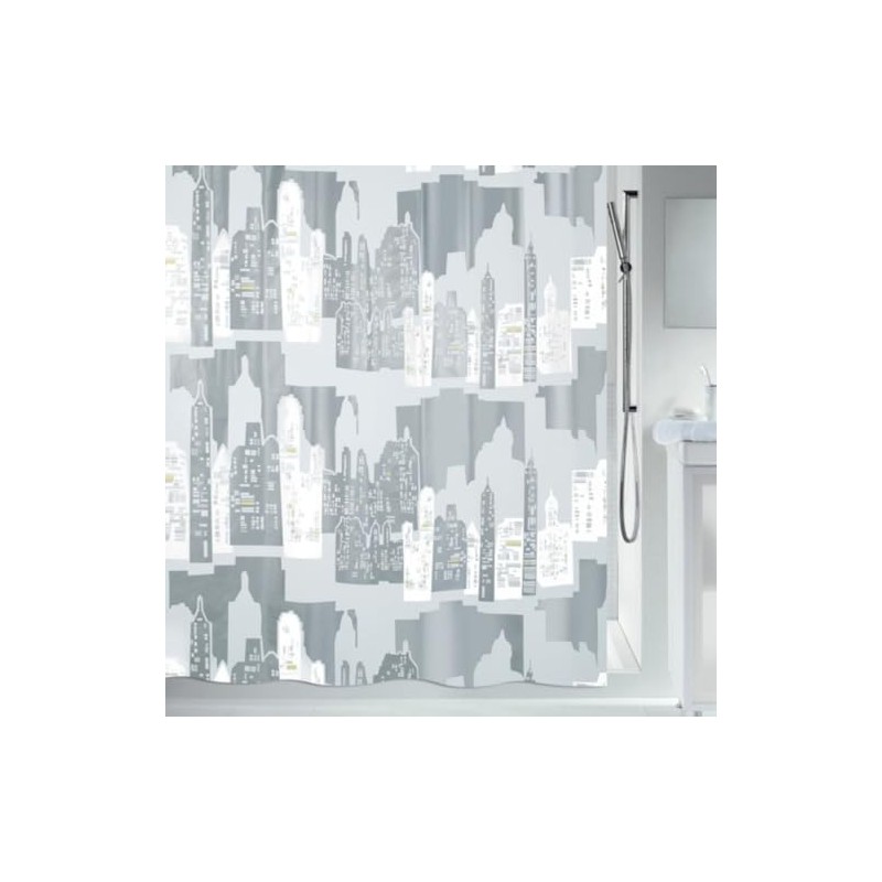 Spirella Skyline PEVA Opaque Plastic Shower Curtain, 180 x 200