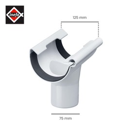 INEFA Drain pipe semicircular, PVC NW125/DN75 white hanging pipe gutter accessories, easy plug-in installation, made in Germany