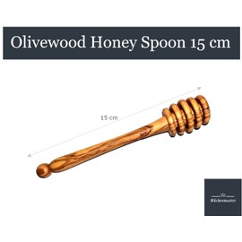 Küchenmaster Honey Spoon Made of Olive Wood | 15 cm Long | Honey Slicer Honey Spiral Dispenser of Honey & Syrup Drip and Spill Free Made of Real Olive Tree Wood | Practical Helper for Honey Lovers