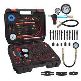 Compression and Leakage Test Kit 46PCS Petrol & Diesel Engine Compression Tester Automotive Cylinder Leak Down Tester Kit with Dual Gauge Engine Compression Tester Kit for HDi, TDCi, Pumpe Duse Engine
