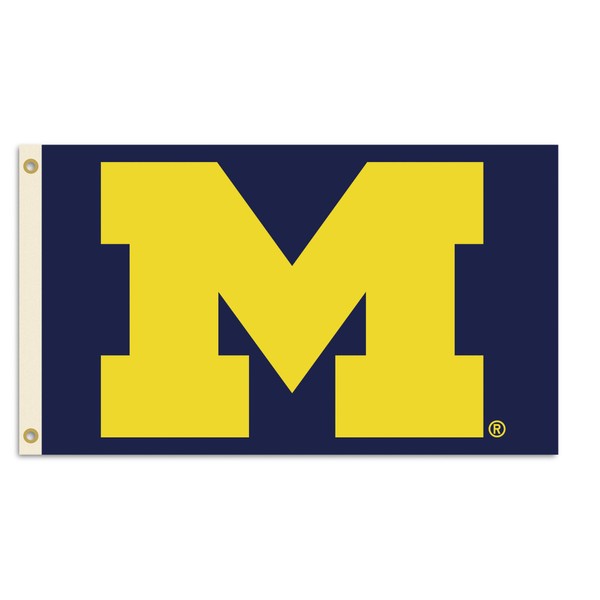BSI PRODUCTS, INC. - Michigan Wolverines 3’x5’ Flag with Heavy-Duty Brass Grommets - MICH Football, Basketball & Baseball Pride - High Durability - Designed for Indoor or Outdoor Use - Great Gift Idea