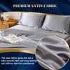 HENGWEI Satin Sheet Set Queen Size,4 Piece Sheet Set Breathable