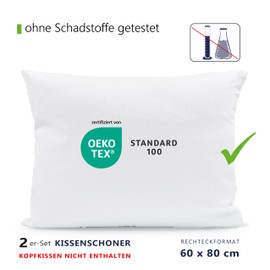 Twillie Waterproof Cushion Cover 60 x 80 cm (Set of 2) – Aegis® – Oeko-Tex® Certified – Pillow Protector with Zip – Pillow Protector Cover Breathable, Hypoallergenic, Anti-Mite, Antibacterial