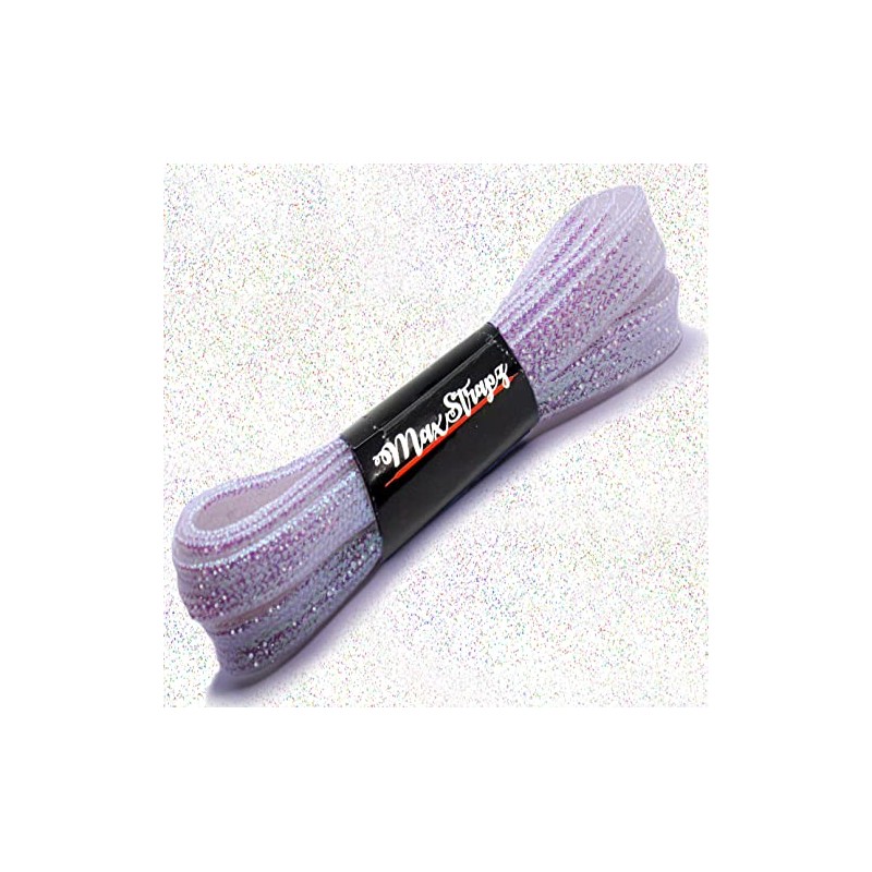 maxstrapz Metallic Glitter Shoelaces From Sparkly Shoe Laces (65cm, White)