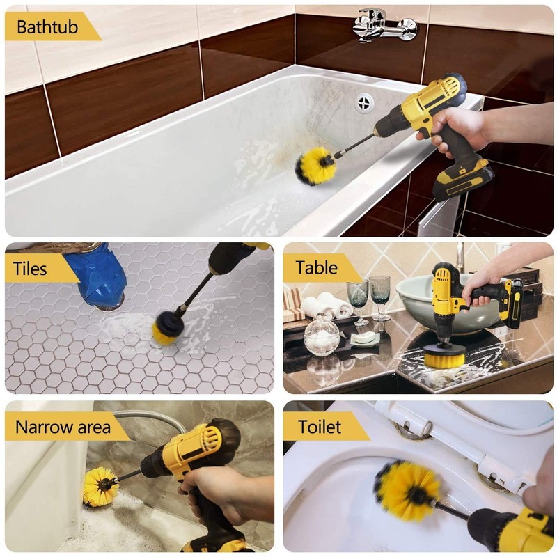 4/5 Piece Drill Brush Attachment Set - Power Scrubber Brush