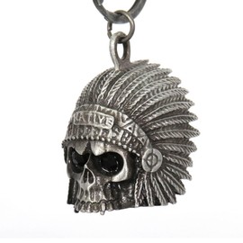 Milwaukee Leather MLB9025 'Native Skull with Black Eyes' Motorcycle Good Luck Bell | Key Chain Accessory for Bikers - One Size