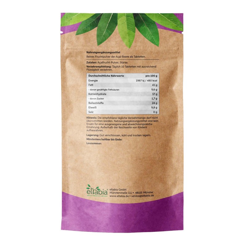 eltabia Acai Tabletten 2000 Presslinge | Hochdosiert 5000mg Tagesdosis |
