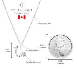 Diamond Letter Necklace Letter U Initial [Made in Canada] Solitaire Sterling Silver Necklace