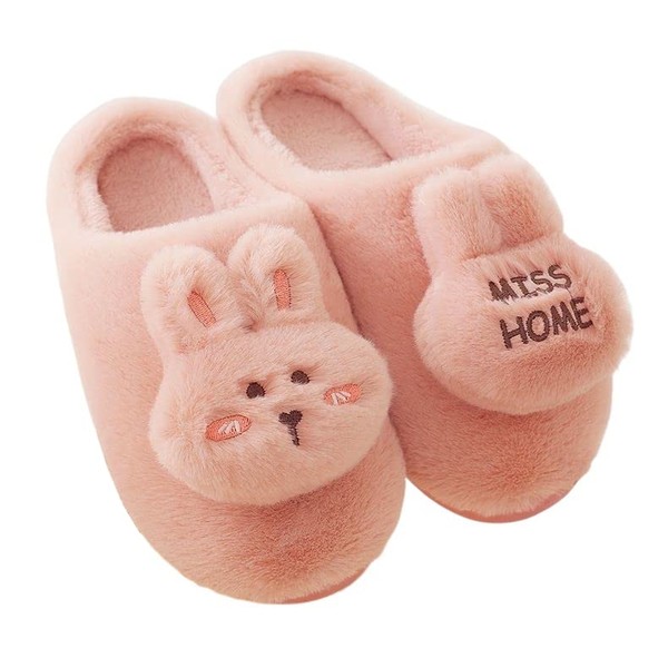 [matakoko315] Slippers Indoor Cute Warm Guests Winter Rabbit Home Animal Cute All Season Animal Durable Footwear Luxury Rabbit Adult M Size, Pink (Adult Size)