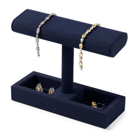 Papten J00303 Watch Stand, For 2 Pieces, Microfiber, Luxury, Stylish, Display, Storage, Photography, Gift etc. (Blue)