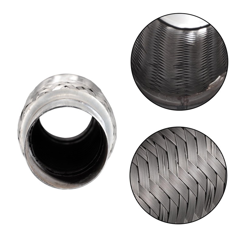 X AUTOHAUX 65x245mm Universal Car Exhaust Flexible Pipe Tubing Silver