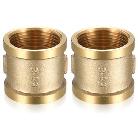 Double Nipple 1 Inch, Brass Sleeve 1 Inch Female / Female Thread, 1 Inch x 1 Inch Female Thread Brass Connector Adapter, Double Sleeve Connection Nipple for Pipe Connection (2 Pieces 1 Inch)
