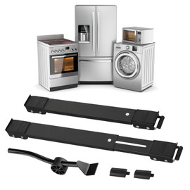 KELIXU Appliance Rollers Heavy Duty Furniture Dolly Mobile Roller with Pry Bar, Washing Machine Stand with Wheels Mobile Base for Refrigerators, Dryers, Washing Machines, Support 660 LB, Black