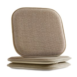 Elegant Comfort 2 Pack Chair Cushion Covers - Skid-Proof Rubber Backing - 16 x 16 Inch - Thick Dining Square Shape Seat Covers - Comfortable Textured Chair Pads with Ties - Mosaic Pattern, Taupe