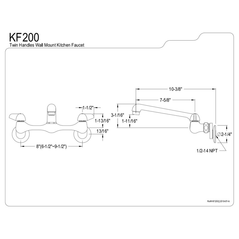 Kingston Brass KF200 Wall Mount Kitchen Faucet with Cast Spout,