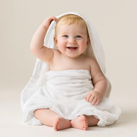 EXTSUD Hand Towels, 115 x 115 cm Baby Bath Towels Made of 100% Organic Cotton, Baby Towel, Bath Poncho for Children, Bathing, Swimming