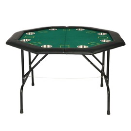 TRY & DO 48" Octagon Poker Table Texas Blackjack Table with Leg & Stainless Steel Cup Holders Inserts for 8 Player,Green Speed Felt Cloth