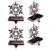 Iconikal 4-Pack Stocking Hanger Holder, Oil-Rubbed Bronze Snowflake Weighted Base