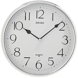 Seiko Quartz Wall Clock with Arabic Numerals - Silver, 30 x 5 x 29.5 cm