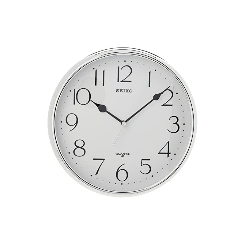 Seiko Quartz Wall Clock with Arabic Numerals - Silver, 30