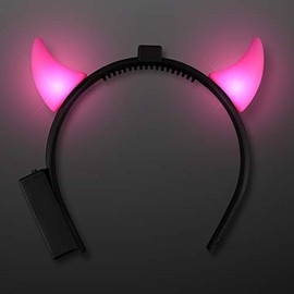 FlashingBlinkyLights Light Up Hot Pink Devil Horns with LEDs (Set of 12)