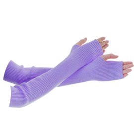 Tongcloud Arm Warmers Fingerless Long Gloves for Women for Women with Thumb Hole (Taro purple, 15.8inches)