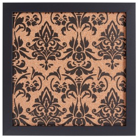 Craig Frames Decorative Cork Bulletin Board, 12x12 Inch, Black Frame with Fleur de Lis Pattern