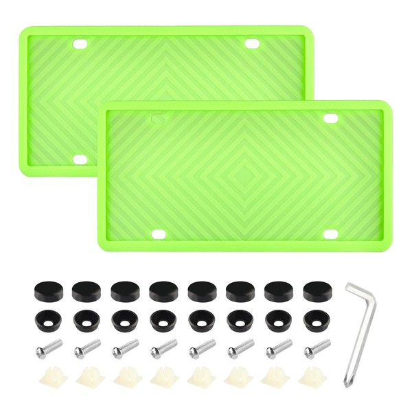 2Set Silicone License Plate Frame Kit,Universal Rattle-Proof Front License Plate