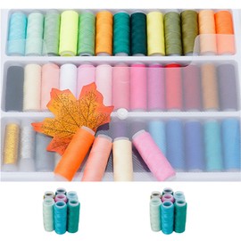 Mirhua Thread Sewing Thread Sewing Machine for Beginners, Garment Repair, Home Use, Embroidery Thread Set, Handicraft, DIY, Translucent Box, Portable, 39 Color Set