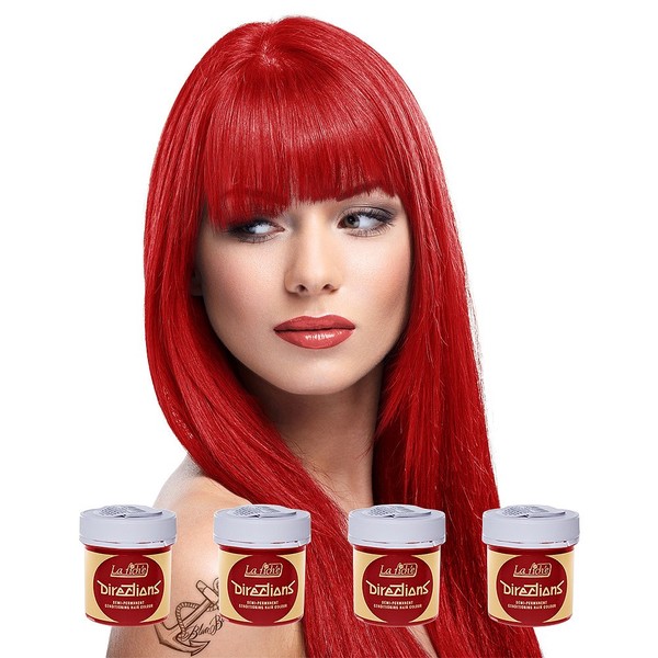 4 x La Riche Directions Semi-Perm Hair Colour Pillarbox Red