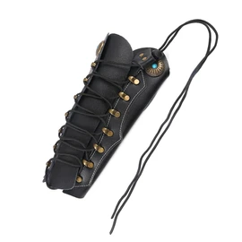 TOPARCHERY Handmade Leather Arm Guards Bow Hand Shooting Glove Adjustable for Hunting Shooting Arm Protector Wristband Gauntlet Unisex Medieval Bracer (Black)