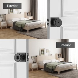 NCSEN Black Interior Door Knobs for Bathroom & Bedroom, Pismo Doorknob Turn Lock with Square Rosette, Heavy Duty Privacy Door Knob with Lock