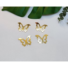 Set of 30 Gold Acrylic Butterfly Mirror Crafts,Hollow Decorative Mirror Sticker for Home &Party Decoration,DIY projects (Butterfly-Gold)