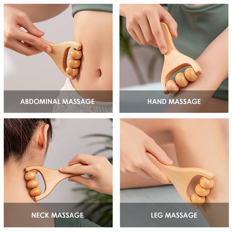 3-Piece Wooden Massager, Roller Massager, Portable Massager, Manual Massager, Multifunctional