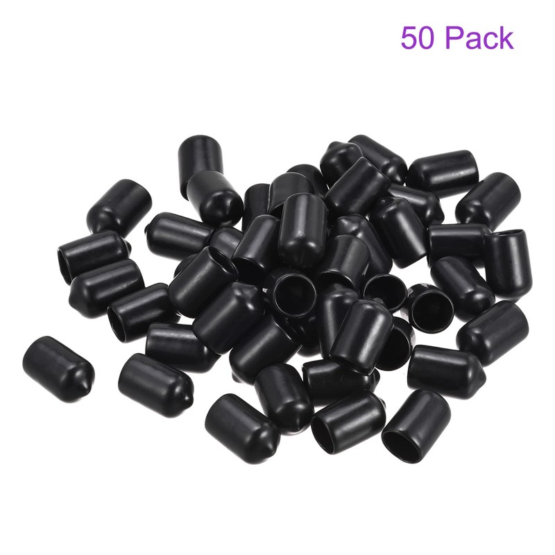 DMiotech 50 Pack 3/8" ID Black Screw Thread Protectors Rubber