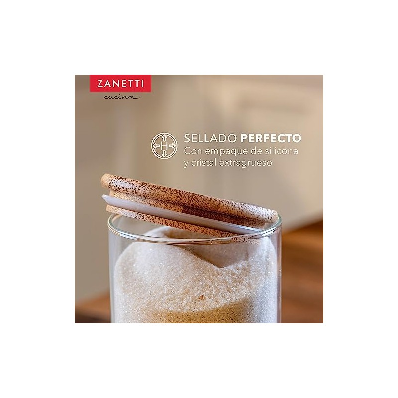 Zanetti - Juego de 5 Recipientes Herméticos de Cristal con