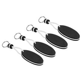 [PATIKIL] Floating Key Chain Floating Key Ring 4pcs Sports Buoy Key Ring Oval Buoyancy Marine Sailing Fishing Kayak Black